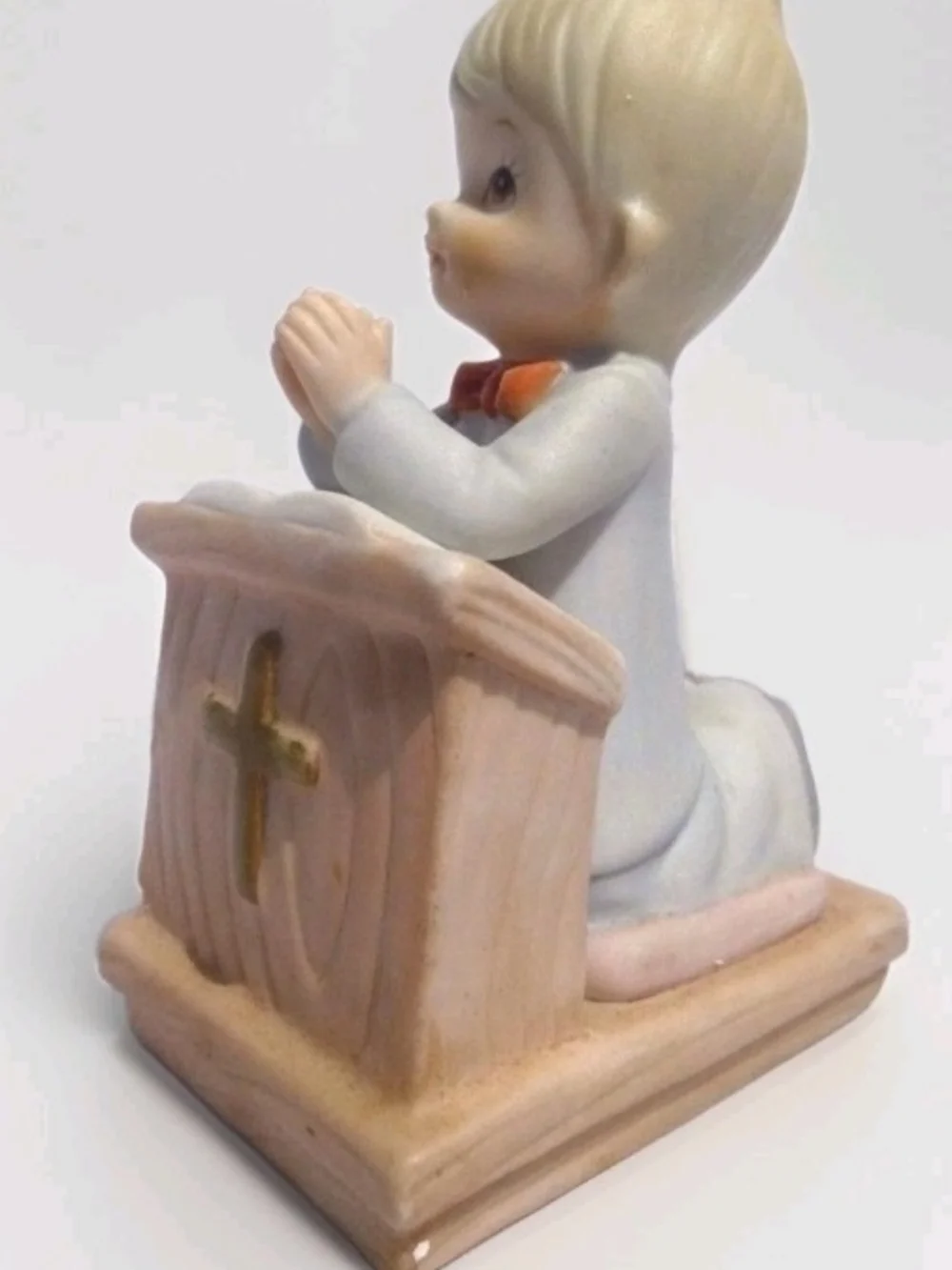 Vintage Lefton Prayer Boy Baby Piano Figurine Bisque Treasures Collection 1984